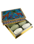 Gift box giraffes blue with 8 olive oil soaps