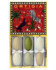 Geschenkbox Dschungel rot mit 6 Olivenöl-Seifen
