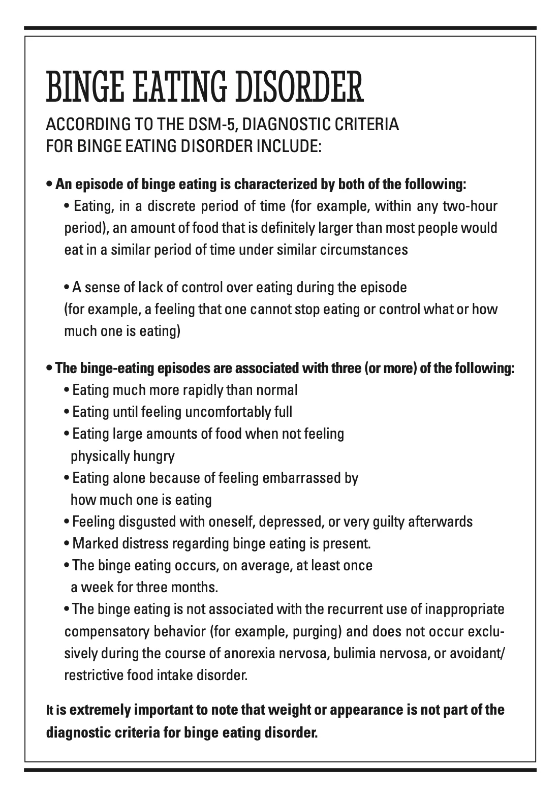 Binge Eating Vanilla