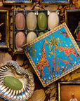 Geschenkbox Giraffen blau mit 8 Olivenöl-Seifen
